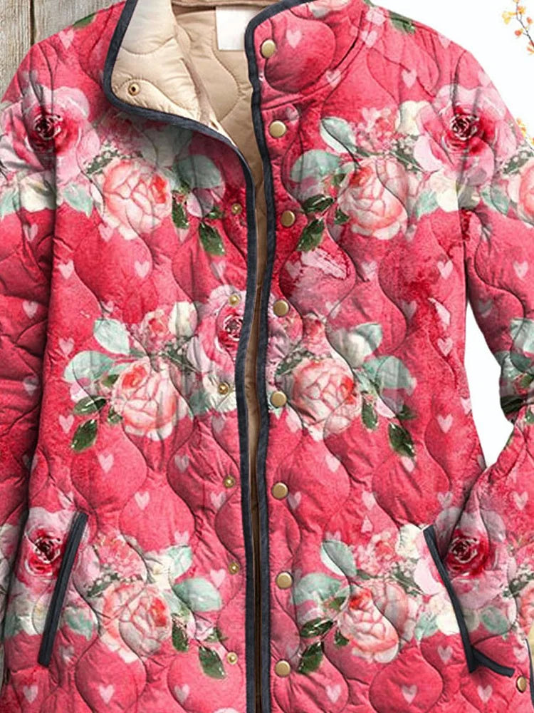 Roze - Elegante Gewatteerde Jas