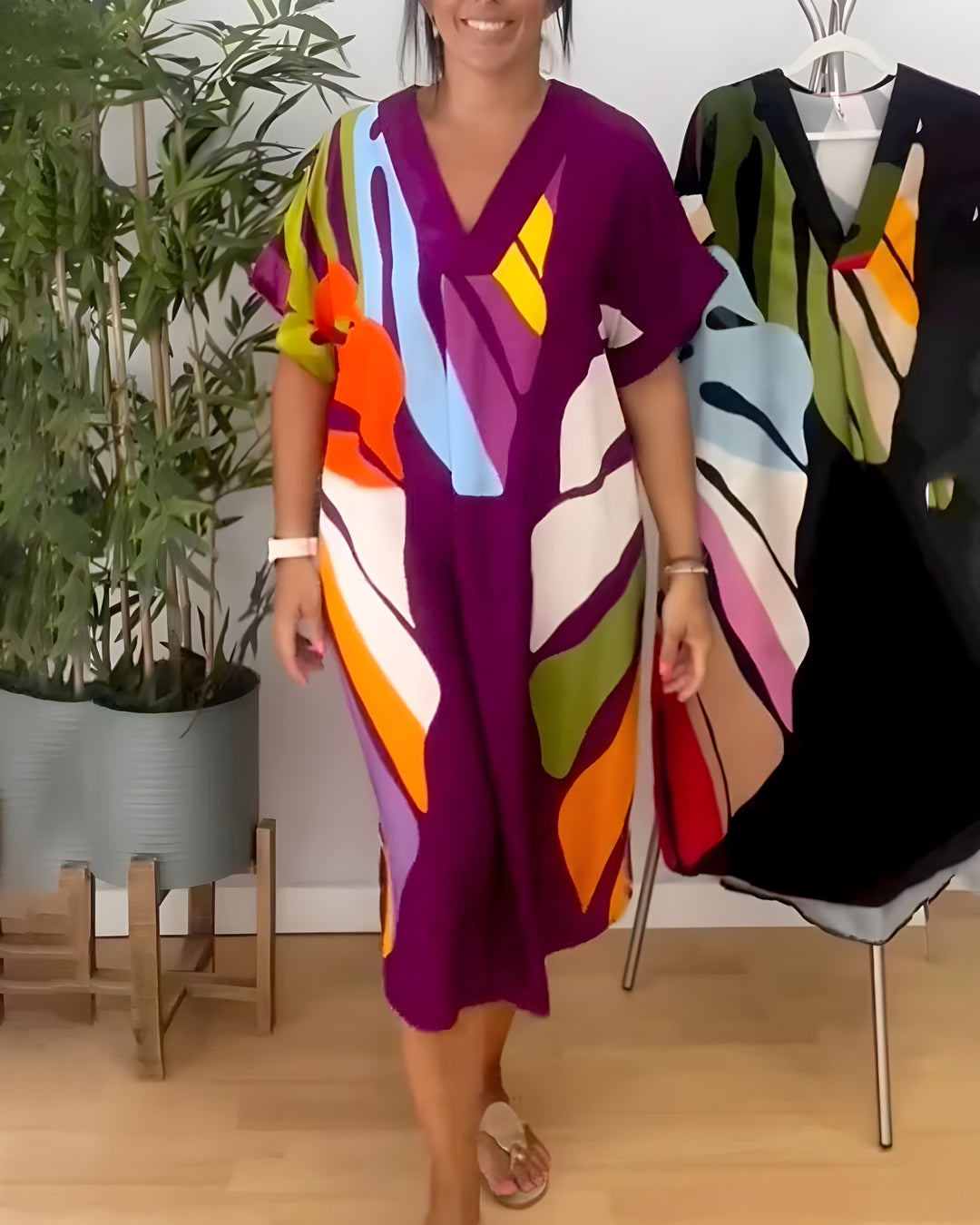 Rianna - Jurk met Abstracte Print