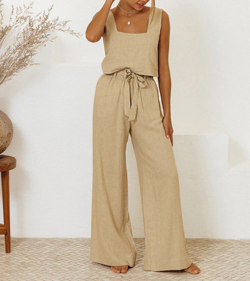 Megan - Minimalistische Top en Uitlopende Broek