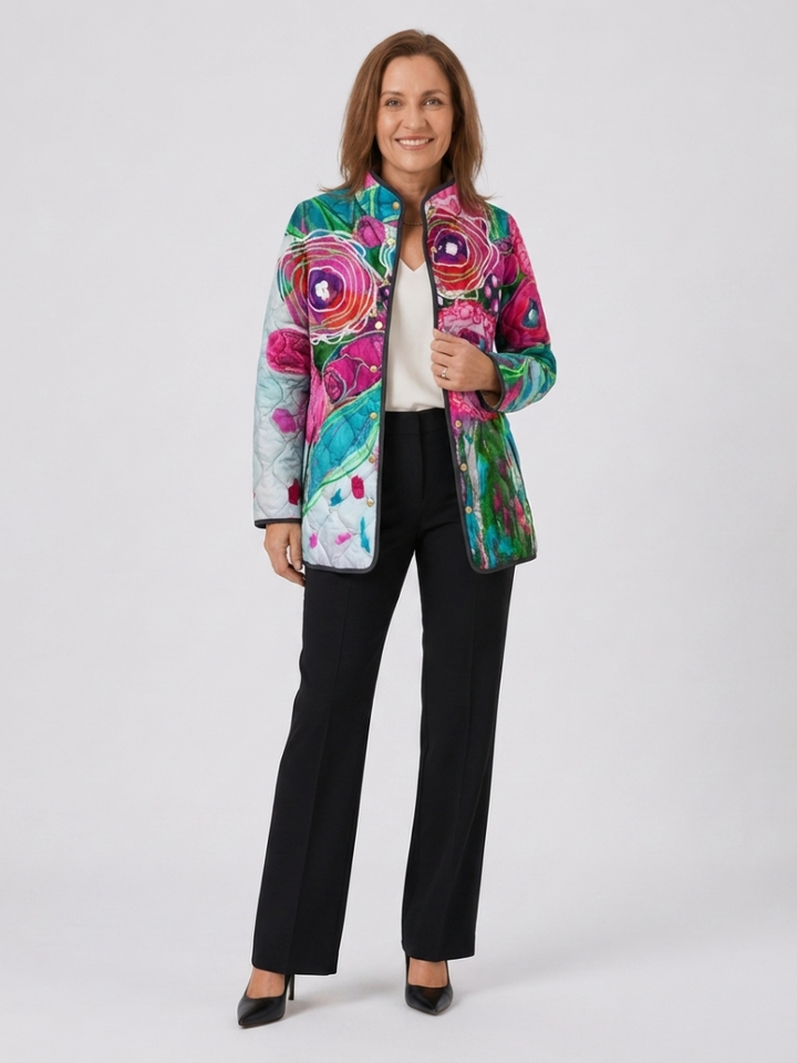 Lucie | Gequilt jasje met aquarel bloemen