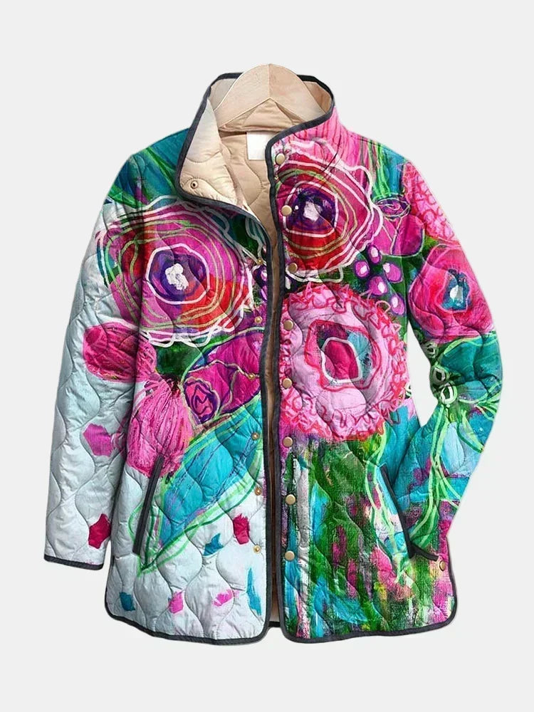 Lucie | Gequilt jasje met aquarel bloemen