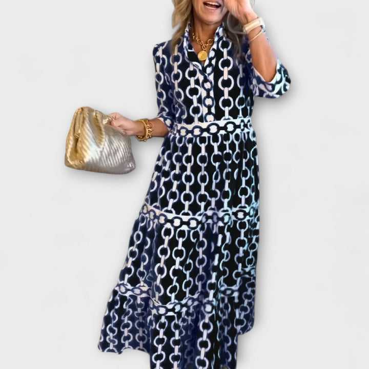 JULIANA | MIDI JURK MET KETTINGPATROON