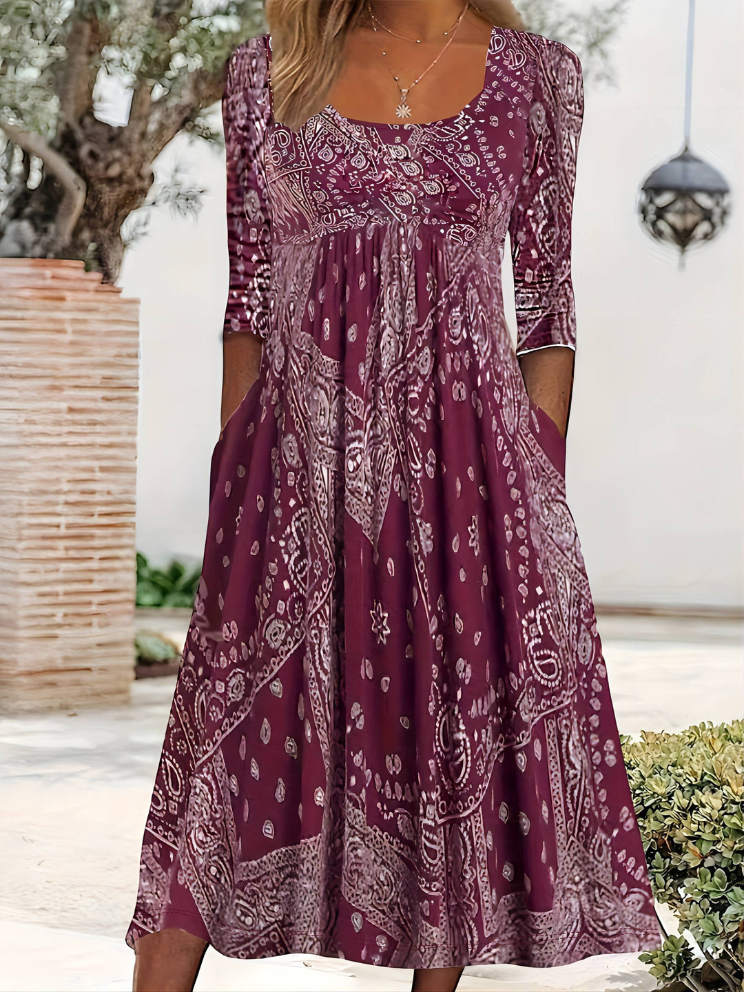 ELOWEN | MIDI JURK MET LANGE MOUWEN CASUAL