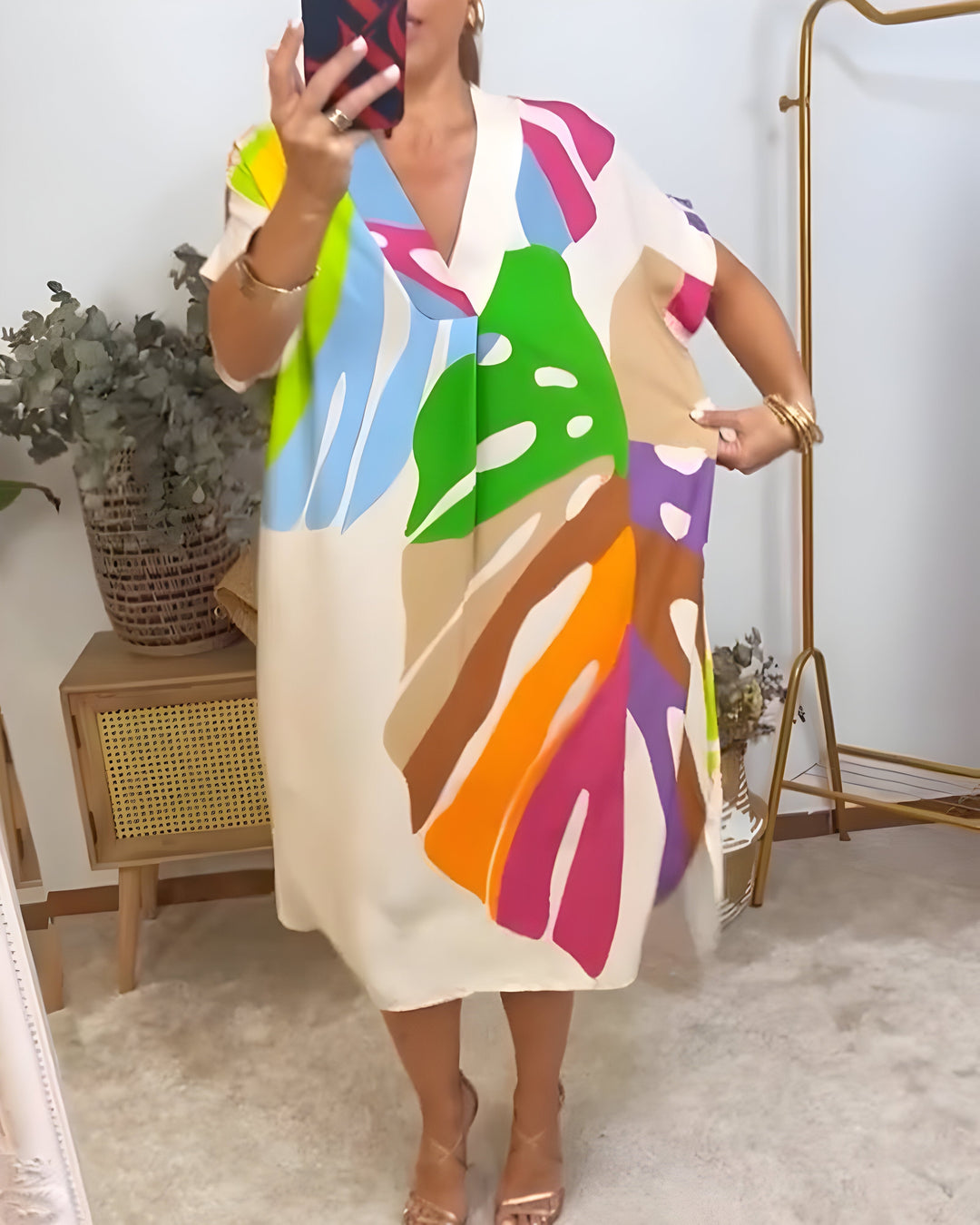Rianna - Jurk met Abstracte Print