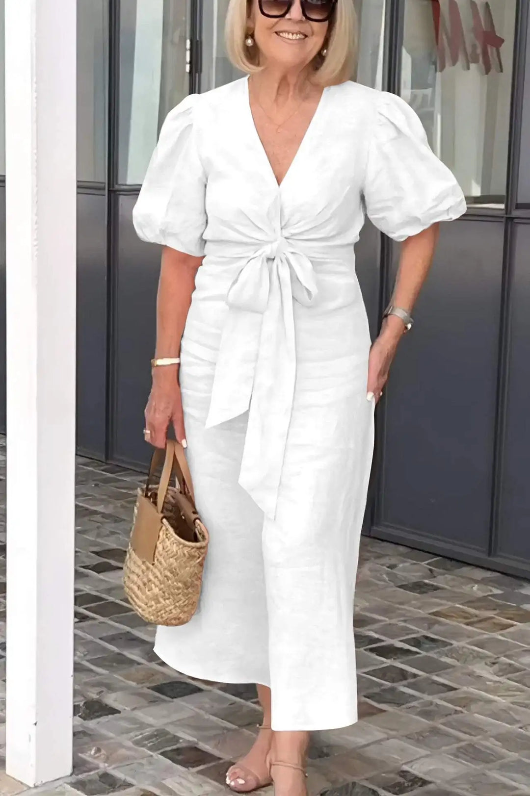 LYNORA | ELEGANTE MIDI JURK MET V-HALS