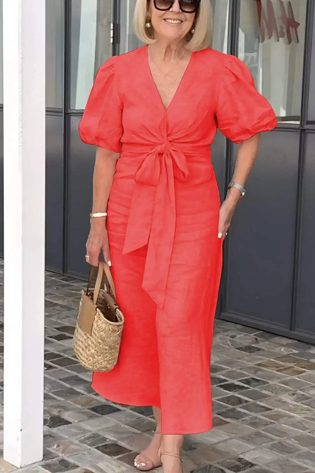 LYNORA | ELEGANTE MIDI JURK MET V-HALS