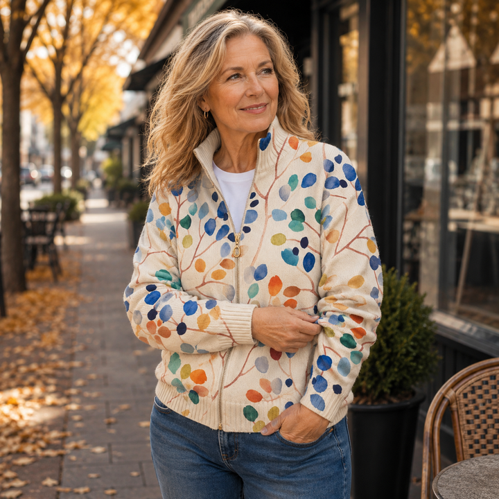 Mirella™ | Cardigan met botanische bladerenprint